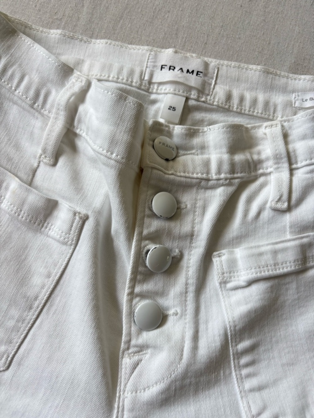FRAME Le Bardot Crop Flare Jeans White Blanc Mid Rise Size 25 - Picture 6 of 10